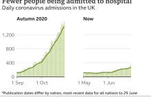 Drastyczny spadek liczby hospitalizacji i zgonów osób zakażonych Covid-19 w UK