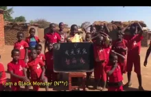 Chiński rasista uczy afrykańskie dzieci "Jestem czarnym potworem z niskim IQ!"
