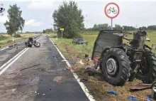 Traktor rozpadł się na pół. Wypadek pod Włodawą.