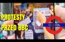 NO VACS-PASSPORTS PROTESTY PRZED BBC W LONDYNIE