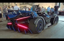 Zimny rozruch Bugatti Bolide i reakcja gapiów