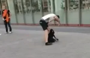 Szokujące nagranie! Mężczyzna bił psa w centrum miasta