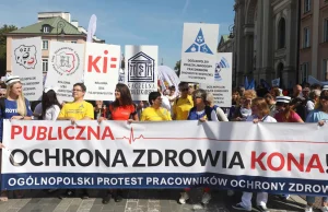 Protest pracowników ochrony zdrowia.