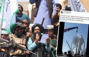Koszmarne sceny w Afganistanie. Talibowie powiesili ciało człowieka na dźwigu