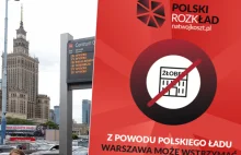 Czerwone plakaty na ulicach polskich miast. Mają pokazać, co zabierze Polski Ład