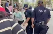 Australijskie ZOMO wyrzuca kobietą jak śmieciem podczas protestu