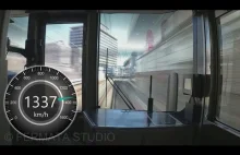 Symulacja jazdy pociągiem z prędkością > 1300 km/h