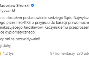 Sędzia wybrany przez neo-KRS przyjmuje do kasacji wyrok ciążący na Kaczyńskim.