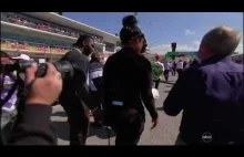 F1 GP USA - Reporter Sky News próbuje porozmawiać z Megan Thee Stallion