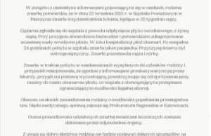 Komunikat rodziny zmarłej pacjentki z powodu wyroku TK Przyłębskiej