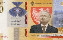 Banknot z Lechem Kaczyńskim. 20 złotych do hasła 'Warto być Polakiem".