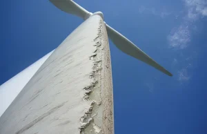Erozja turbiny wiatrowej po 2 latach pracy na Morzu Północnym