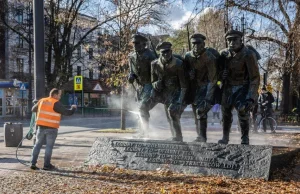 Kraków. Policjanci zatrzymali mężczyznę, który zdewastował pomnik. To Ukrainiec.