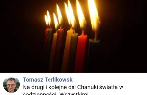 Terlikowski składa życzenia z okazji Chanuki.