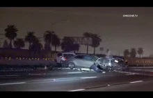 Zderzenie kilku samochodów na autostradzie w Los Angeles.