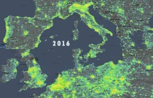 Zanieczyszczenie światłem nocnego nieba Europy na przestrzeni pięciu lat