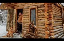 Off Grid Log Cabin: Alone with my Dog in an Ice Storm