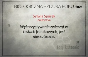 Sylwia Spurek nominowana oficjalnie do Biologicznej Bzdury Roku 2021