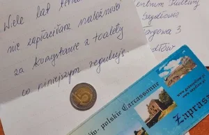 Turystka wysłała list z... pięciozłotówką. Bo wiele lat temu zapomniała...