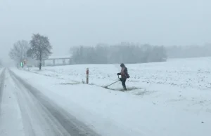 Spadł śnieg, drogowcy ruszyli do... koszenia trawy na poboczach