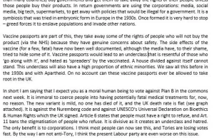 Protest brytyjskiego naukowca przeciwko paszportom covidowym i innym restrykcjom