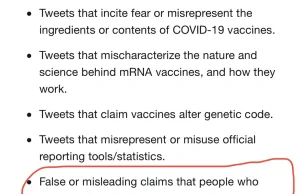 Twitter zakazuje wypowiedzi, że osoby zaszczepione mogą przenosić koronawirusa.
