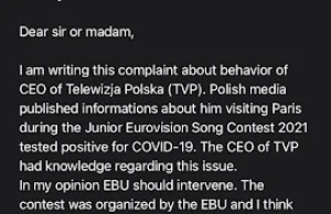 Poinformowałem EBU o tym, że Kurski był zakażony COVID podczas Eurowizji Junior