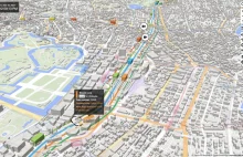 Mapa 3D systemu transportu publicznego w Tokio w czasie rzeczywistym.