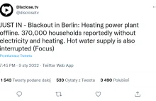 370 tysięcy gospodarstw w Berlinie bez prądu, ogrzewania i ciepłej wody