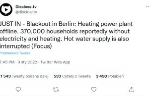370 tysięcy gospodarstw w Berlinie bez prądu, ogrzewania i ciepłej wody