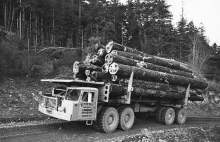 750-konny zestaw pod 200-tonowe ładunki drewna - tak Kanadyjczycy wozili drewno