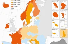 Współczynnik dzietności według krajów 2001-2019