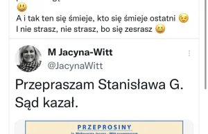 Przeprosiny według funkcjonariuszki PiS