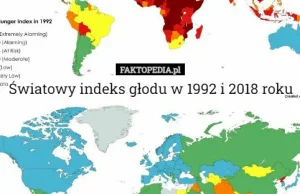 Światowy indeks głodu w 1992 i 2018 roku