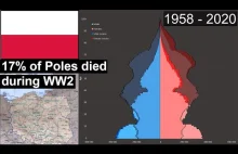Animacja pokazująca wykres demograficzny Polski 1958-2020
