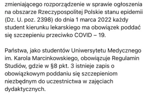 Uniwersytet Medyczny w Poznaniu: Chcesz skończyć studia? Zaszczep się!!