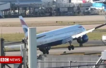 Samolot BA przerywa próbę lądowania na wietrznym Heathrow