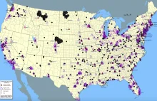 Mapa potencjalnych celów uderzenia nuklearnego na USA.