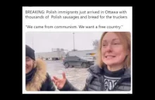 Polscy imigranci wspierają konwój w Kanadzie polskimi pączkami i kiełbasą