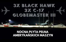 Śmigłowce BLACK HAWK i samoloty C17 GLOBEMASTER na płycie lotniska EPRZ Jasionka