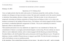 USA jest w trakcie tymczasowego przenoszenia działalności ambasady na Ukrainie