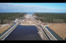 Przekop Mierzei Wiślanej - przelot nad budową.Piękny widok na całą budowę.