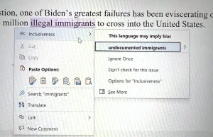 MS Word: “nielegalni imigranci” = "to sformułowanie może sugerować uprzedzenia"