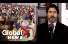 Protesty farmerów, Indie, 2020, Trudeau: Zawsze będę wspierać pokojowe protesty