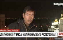 Materiał CNN nagrywany podczas pierwszych eksplozji w Kijowie
