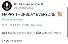 Oficjalny profil UEFA życzy "wesołego czwartku wszystkim"