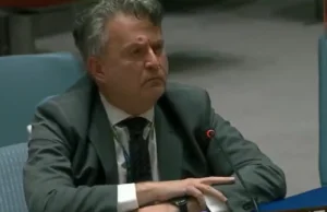 Serhij Kyslyca 23 II 2022 Ambasador Ukrainy podczas rady bezpieczeństwa ONZ