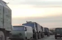 Kolumna wojska rosyjskiego Jadąca na Ukrainę