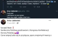 Niejaki Jabłoński z Konfederacji grozi Zełeńskiemu że zatańczy na jego grobie