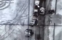 Ukraiński dron atakuje Rosyjską kolumnę